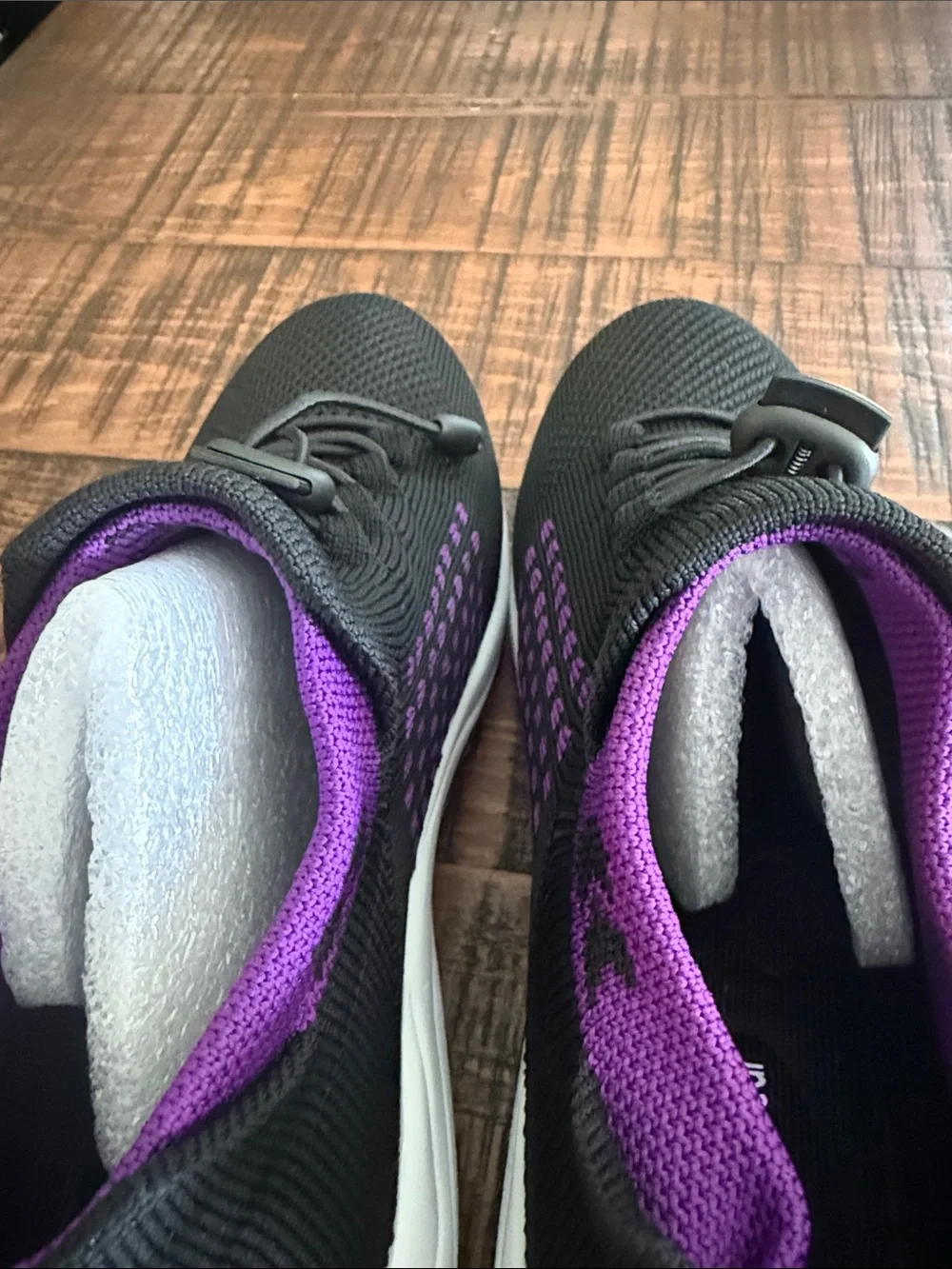 Women’s Comfort Wear Slip-On Athletic Sneakers in Black and Purple